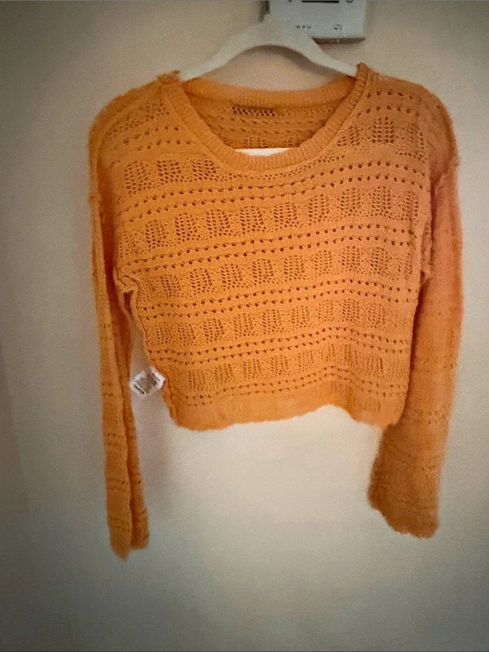 Beyond the Radar Women'Small Long Sleeve Cropped Knit Sweater Orange Size Small